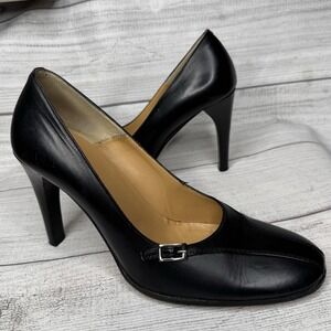 Bally Black Leather Tonica Square Toe Pumps Heels Size 36.5/US‎ 6
